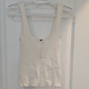 Women's Cream Ribbed Tank Top